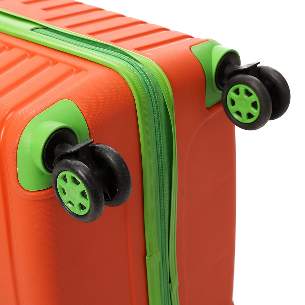 CROSSLAND Unbreakable Polyproplin Trolley Luggage Wheels Orange Green