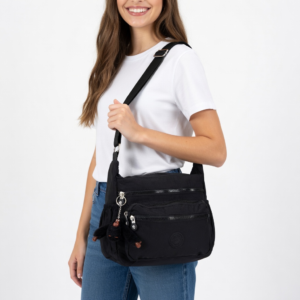 Black Canvas Crossbody and Shoulder Bag ,Waterproof – Multi-Function