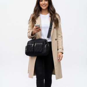 Woman with Black Shoulder Bag