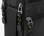 Black waterproof crossbody bag storage compartments zippers