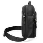 Black everyday crossbody shoulder bag side angle close-up