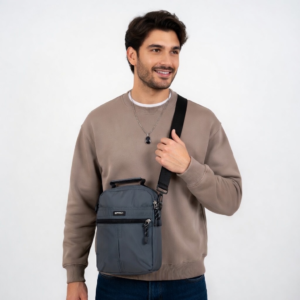 Grey Waterproof Crossbody Shoulder Bag – Minimalist Style, Maximum Function