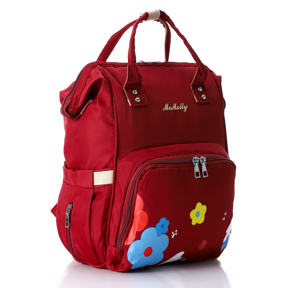Flowers - Burgundy 2 Diaper Bag Backpack