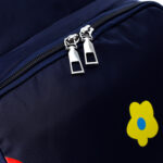 Navy Blue backpack with colorful flower designs