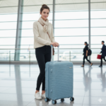 Person with suitcase in airport