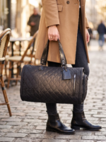Folding Duffel Bag , Captone Fabric & Leather with Suit and Shoe Compartments - Image 2