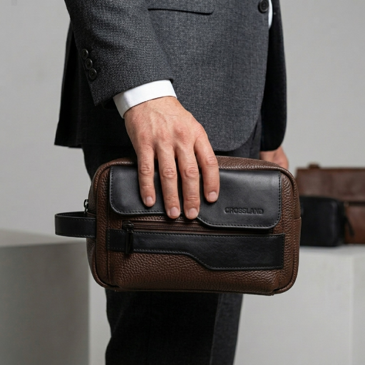 Men’s Leather Handbag – Premium Leather Clutch Handbag- Interior Card Slots and Hand Strap - Image 2