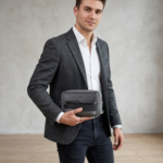 Men’s Leather Handbag – Premium Leather Clutch Handbag- Interior Card Slots and Hand Strap - Image 2